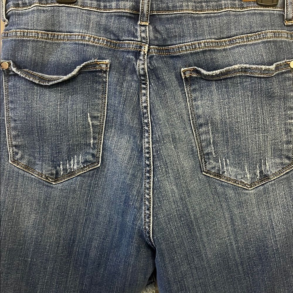 Judy Blue Button Zip Criss Cross Distressed Denim High Waist Women's Shorts 2XL - Picture 7 of 15